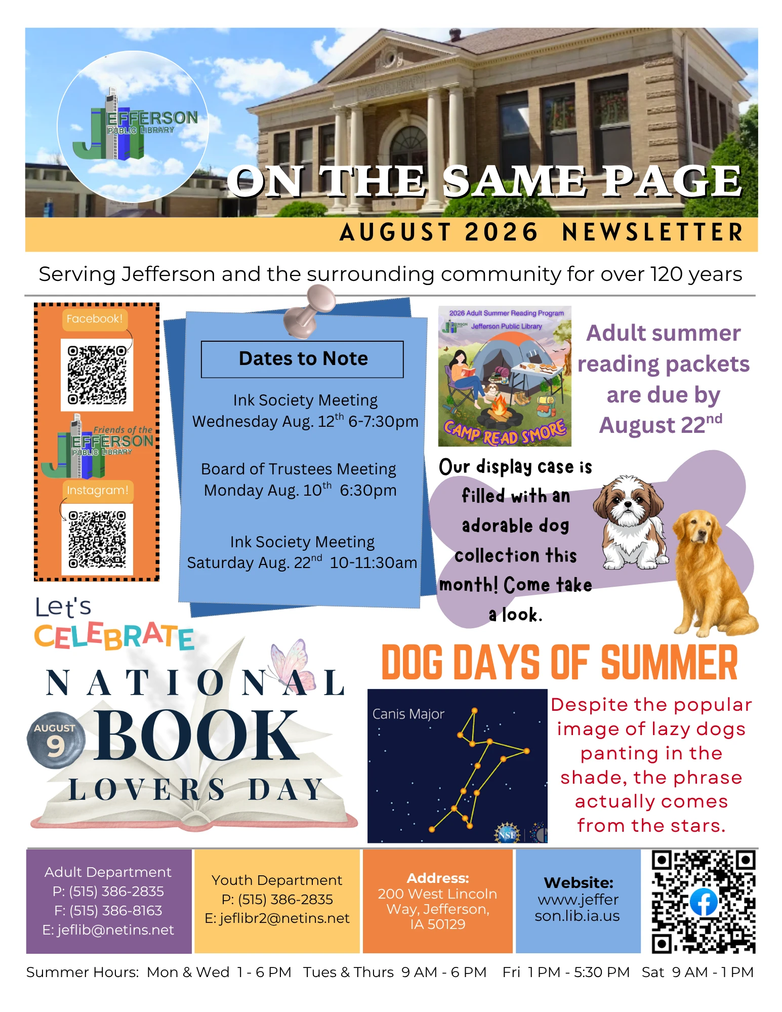 A PDF attachment of the August 2026 Jefferson Public Library newsletter.